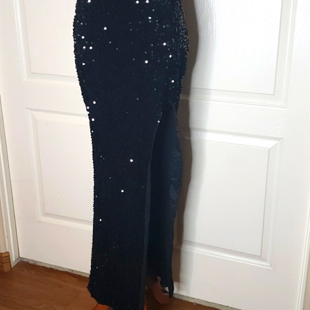 V Neck Spaghetti Adjustable Strap Sequin Dress Si… - image 3